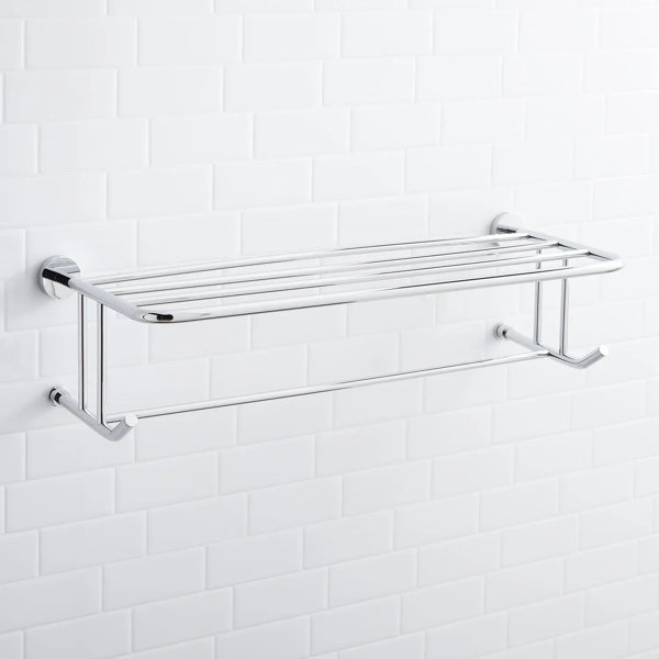 Signature Hardware Ceeley Collection Wall-Mount Towel Rack with Shelf ...