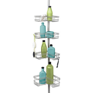 Zenna Home Tension Pole Shower Caddy with 4 Basket Shelves in