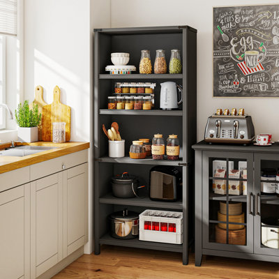 71" Tall 5-Tier Floor Bookcase With Adjustable Shelves