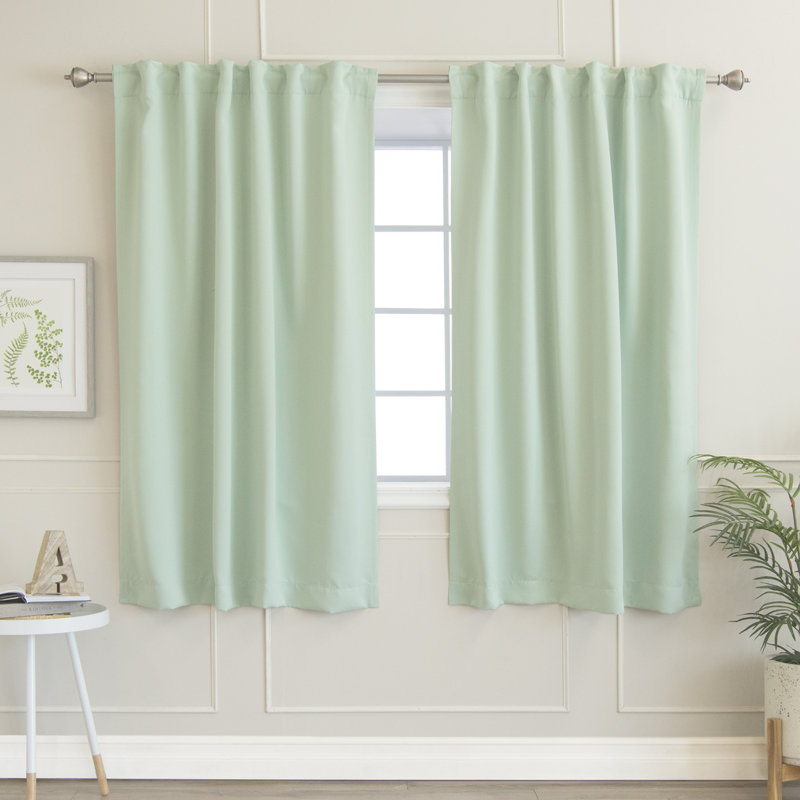 Bantam Solid Blackout Thermal Rod Pocket Curtain Panels, Sea Green, 52" W x 54" L