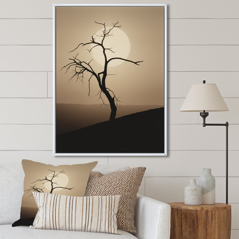 Minimalisme clair de lune, désert, simplicité, H 32 po x l 16 po x P 1 po, Cadre flottant blanc