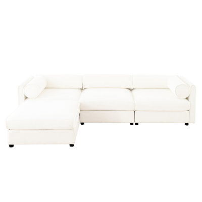 3 Chenille With And Storage In White Modern Flair Comfy Built-In