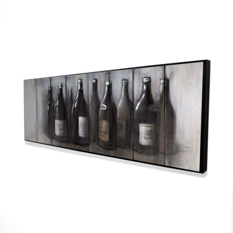 Modern Gastronomy Object | Vintage Bottles Framed Canvas Decor
