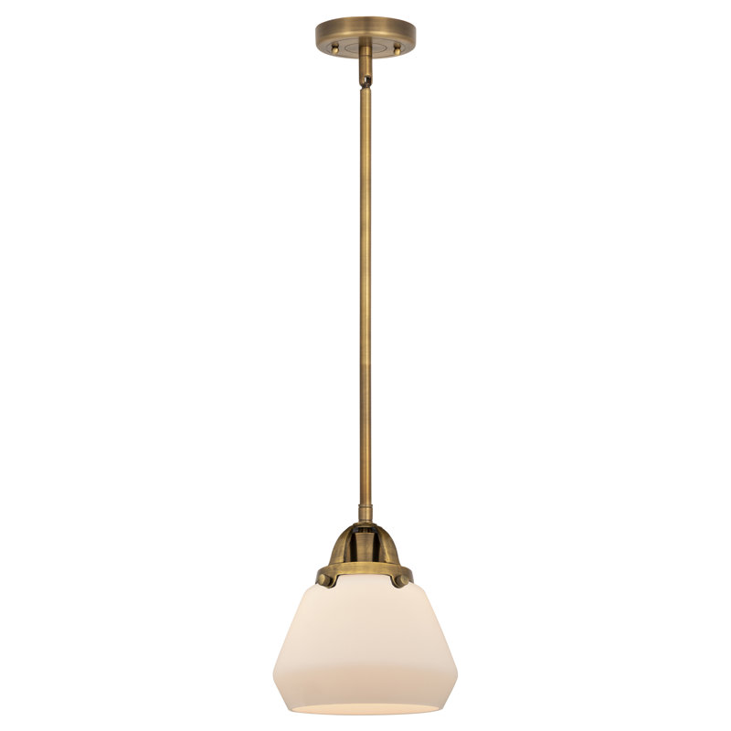 Mini-luminaire suspendu 1 lumière 7 po Nouveau 2 - Elim - 1 lumière DEL - Finition nickel - Abat-jour blanc, Blanc mat