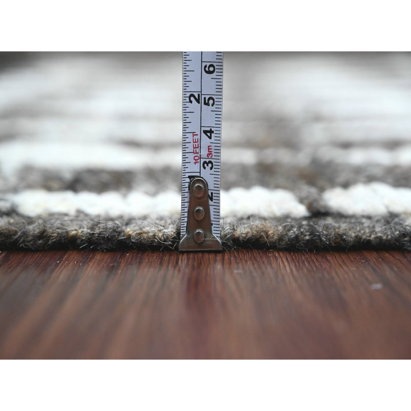 Tapis gris en laine noué à la main à motif géométrique tissé à la main 5 pi 6 po x 8 pi 6EF734BE30B34A3CB684BE4585CCD9F