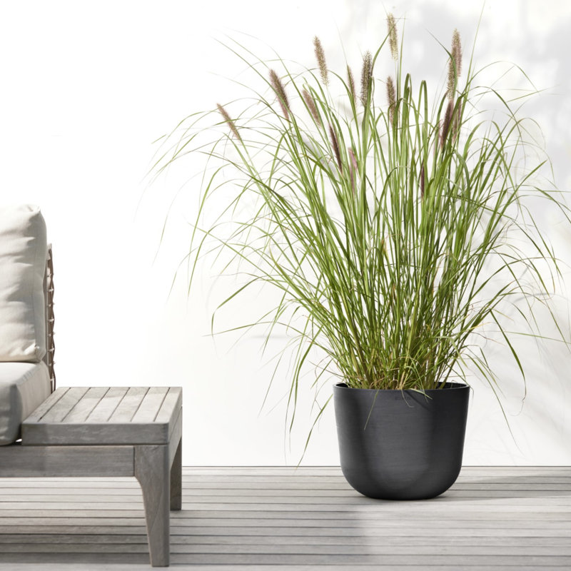 Pot Planter, 22.25" H x 25.5" W x 25.5" D, Dark Gray