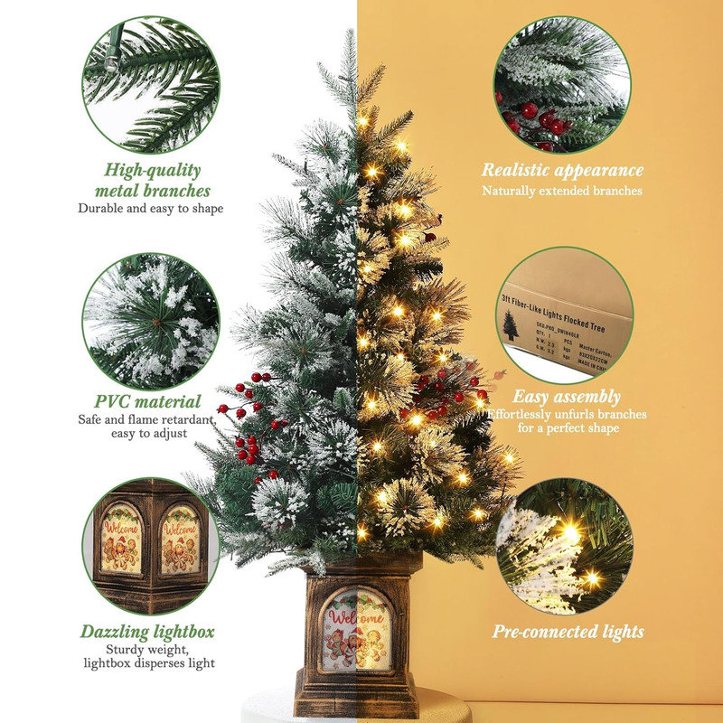 91.4cm H Lighted Artificial Christmas Tree