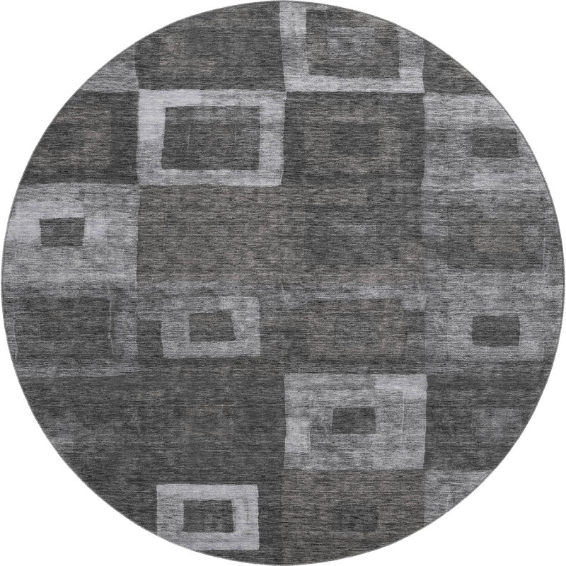 Premium Machine Washable Ducote AMF1142 Geometric Rug, Round 8'