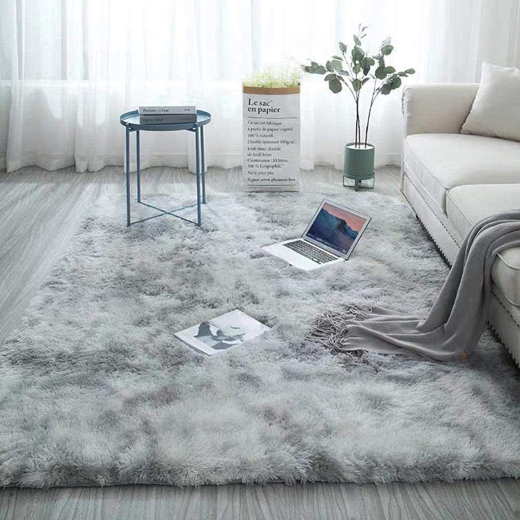 Rectangle Antonije Machine Made Shag Polyester Area Rug in Grey