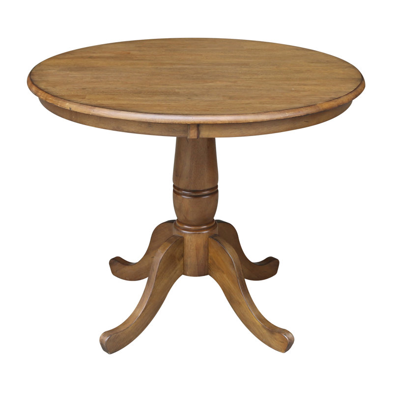 Table de salle à manger à piédestal en bois massif, H 30 po x L 36 po x l 36 po, Pacane