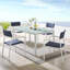 Ensemble repas d'extérieur en aluminium avec 4 chaises empilables Raleigh-109903302