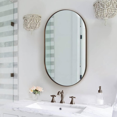 Miroir de salle de bain Kaitlee Cadre en acier inoxydable