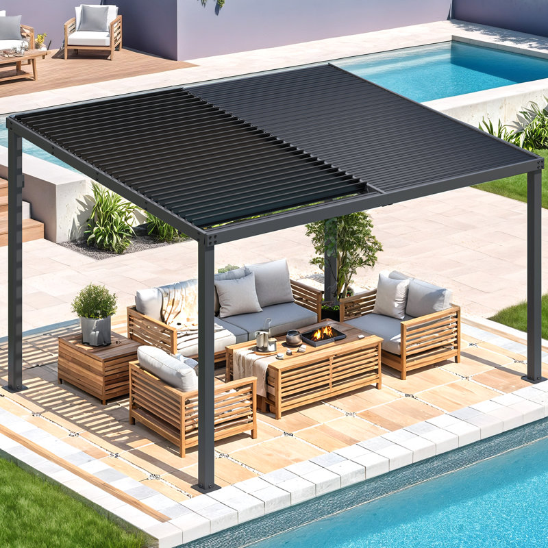 Pergola d'extérieur à toit rigide à persiennes 13 'x 10'
