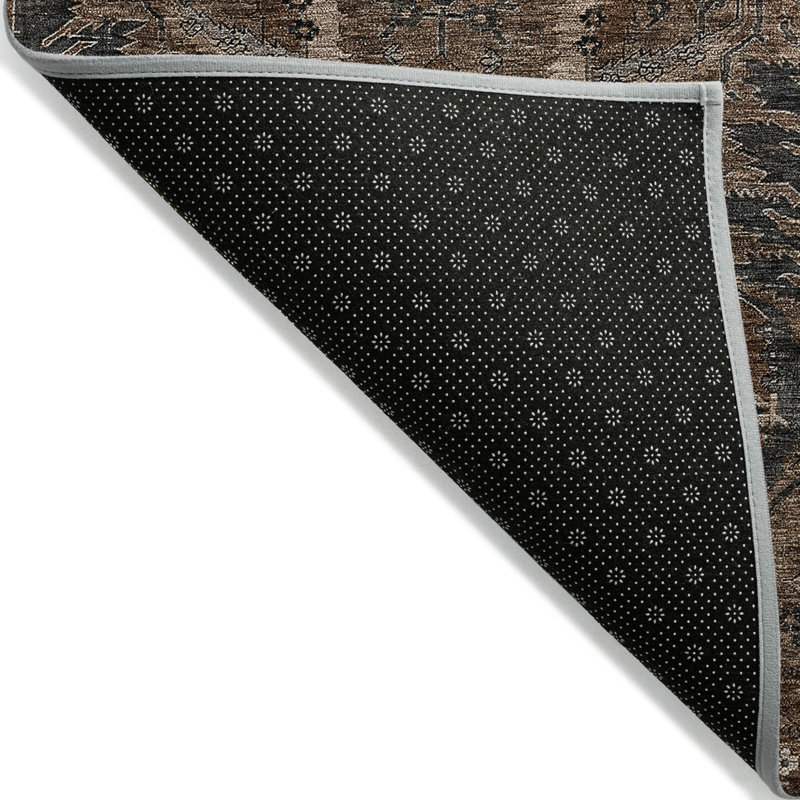 Tapis intérieur / extérieur brun lavable brun clair et gris anthracite 10 pi x 14 pi