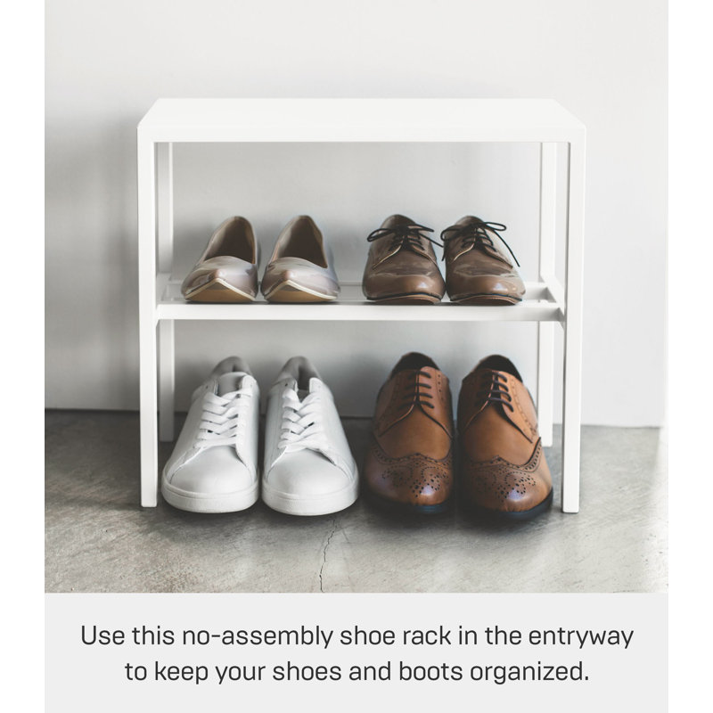 White Metal Tower Shoe Organizer with Entryway Shelf