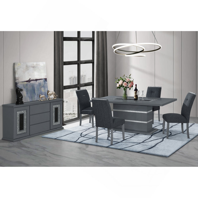 ARIYA DARK GREY DINING TABLE, Gray