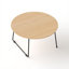 Table basse ronde avec tablette ouverte en bois d'acacia et en acier noir, style minimaliste moderne
