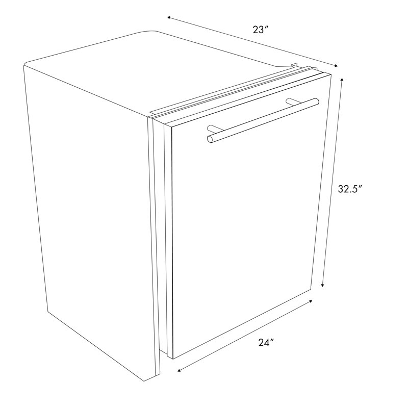 ZLINE 24 in. Fingerprint Resistant Control Dishwasher with Stainless Steel Tub and Style Handle, 52dBa