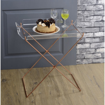 Clear Copper Tray Table With Removable Tray