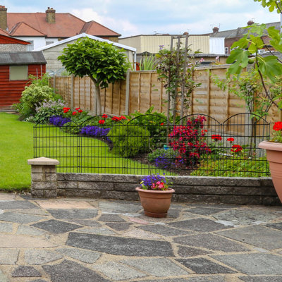 3.5m No Dig Metal Garden Fence – 5 Panels, Rustproof Dog & Animal Barrier for Yard, Patio & Flower Bed – Black