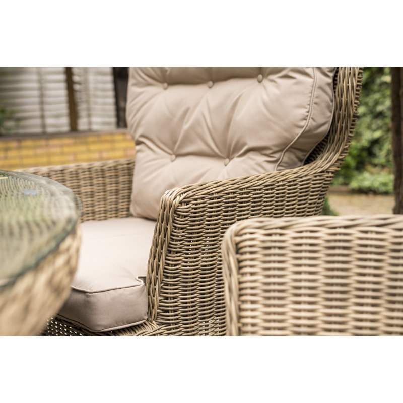 Raeburn 6 - Person Patio Dining Set with Round Table , Cushions Included, Taupe, Natural
