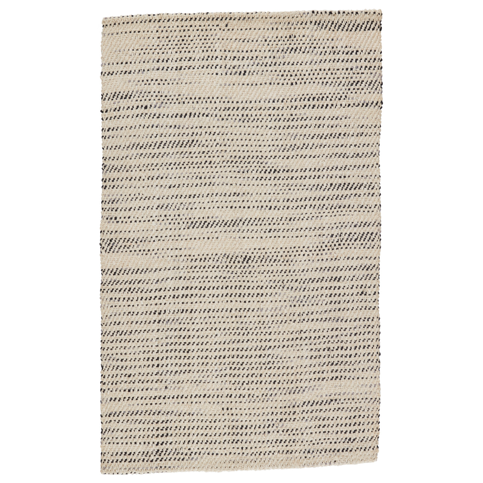 Owen White Black Hand-Woven Striped Jute Rug, Rectangle 4' x 6'