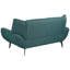 3 avec revêtement bleu sarcelle, style Mid-Century, dossier évasé et serré en bleu, design, accoudoirs, support de coussin non amovible