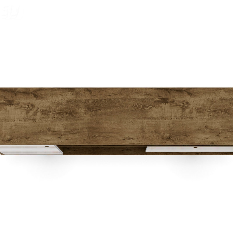 Liberty 71" Mid-Century Modern TV Stand with 4 Shelves and 1 Drawer for TVs up to 65" in Rustic Brown and White