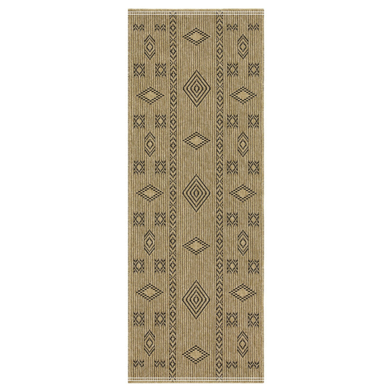 Jute/Black Indoor/Outdoor Area Rug, Runner 2'7" x 7'3"