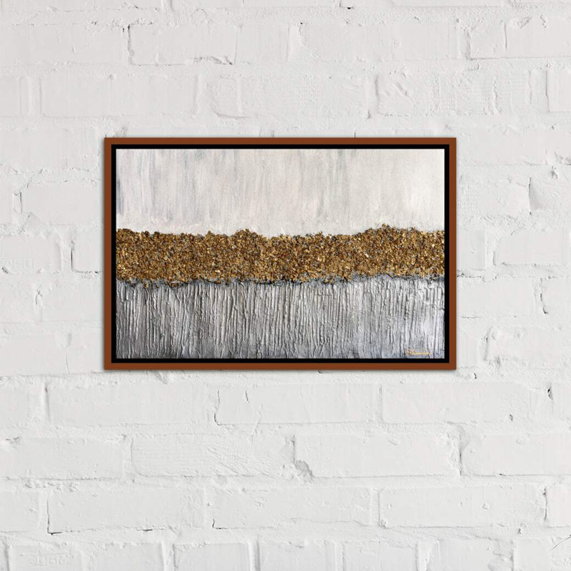 « golden formation » par nikki chauhan, reproduction d’art, H 18 po x l 26 po x P 1,5 po, Toile avec cadre en bois brun