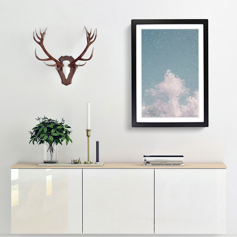 White Clouds Reaching Upwards - Framed Print, 48cm H x 36cm W x 2cm D, Black Framed