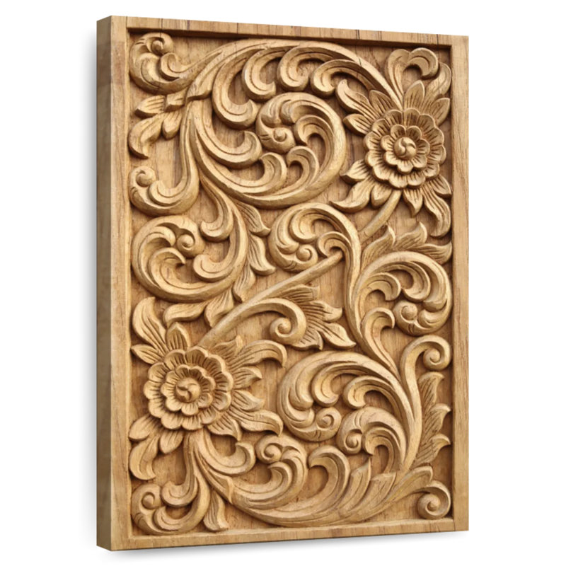 Senne Floral Carved Wood, 48" H x 32" W