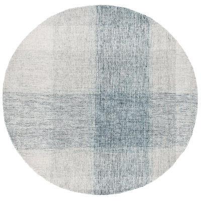 Gray and Blue Geometric Hand-Tufted Wool and Cotton Area Rug