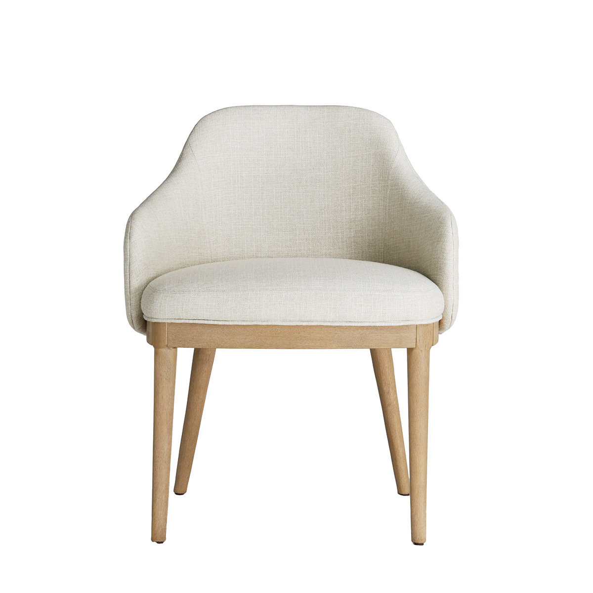 Linen Armchair, Natural Wood