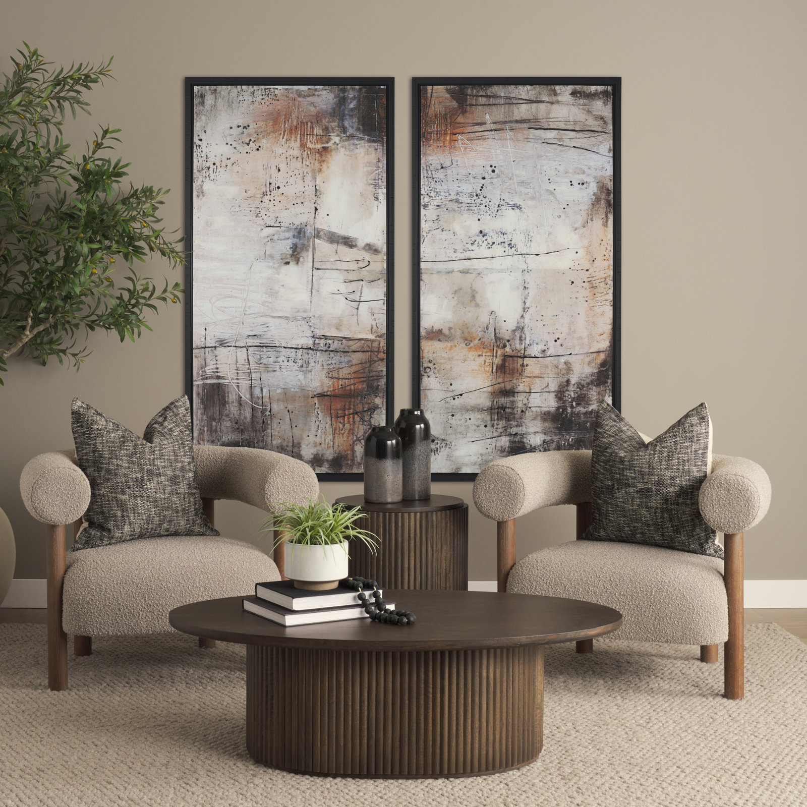 Chessa Solid Wood Storage Coffee Table, Dark Brown