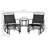 Backyard 2 Rocking Swing Chair With Glider Chairs And Center Table - Breathable Sling, Black Garden Coffee Chair, Finish