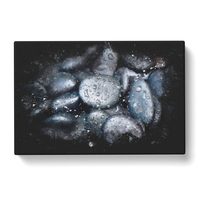 Black Pebbles - Wrapped Canvas Print, 40cm H x 60cm W x 3cm D