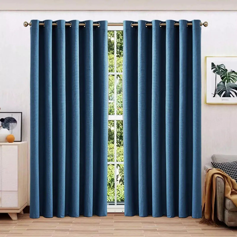 Blackout Curtain Panel Pair, 228 cm Width x 274 cm Drop, Blue