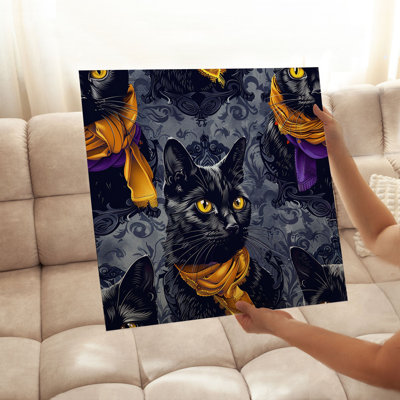 Animals Black Cat Halloween Pattern I Modern Unframed Art Print -  The Holiday Aisle®, 8A1DBA0A951F4527B2D68381A37BDEB1