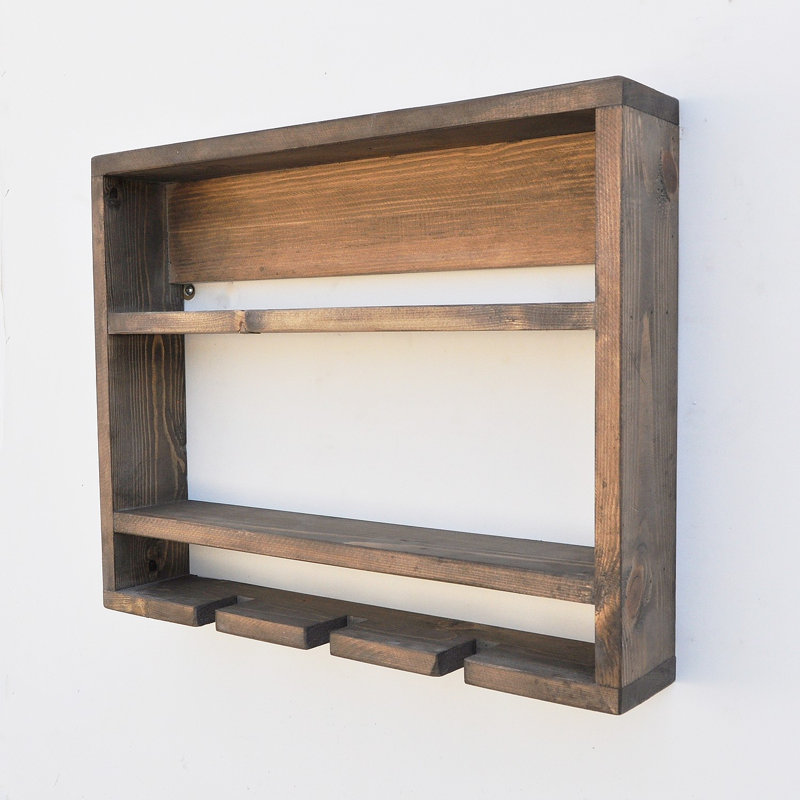 3 Piece Walnut Solid Wood Accent Shelf