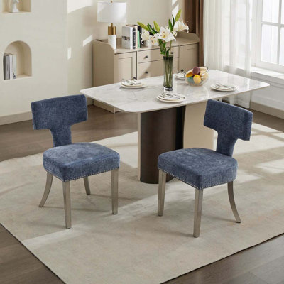 Farmhouse Chenille Fabric Upholstered Dining Chairs