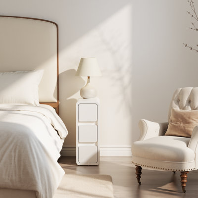 Nightstand -Bedside Table with Drawers, Nightstand with Leather Surface for Bedroom