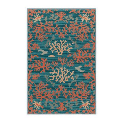 Tapis nautique lavable turquoise et corail