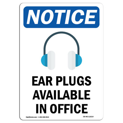 Ear Plugs Available Sign -  SignMission, OS-NS-A-1218-L-14930