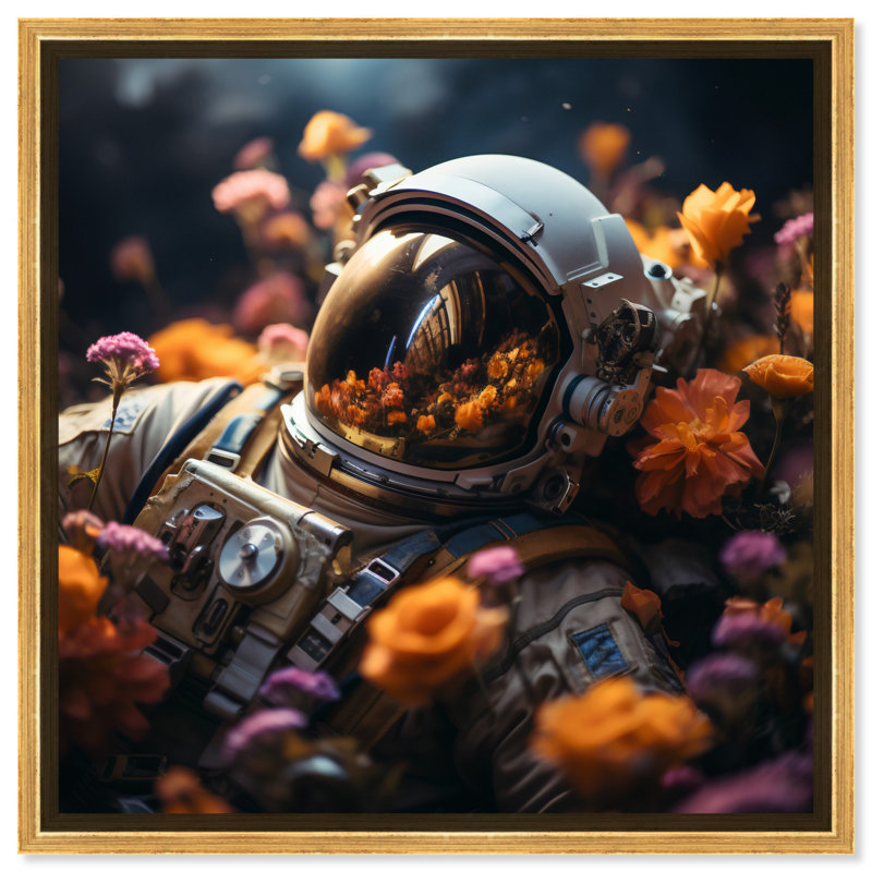 «Universal Astronaut Canvas» par Art Remedy, H 17 po x l 17 po, Cadre noir
