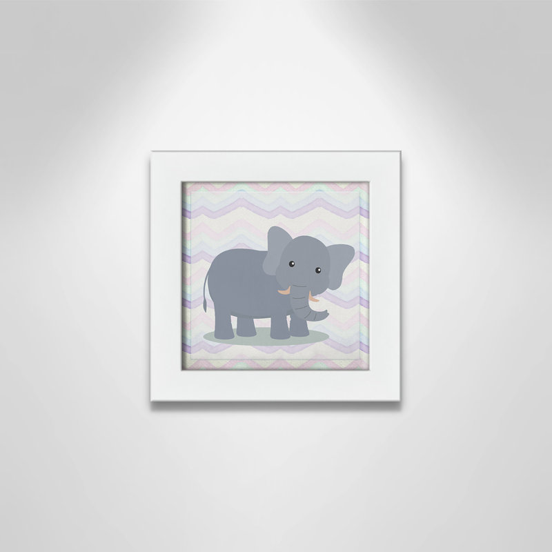 Art de l'éléphant rose, Encadré plat blanc, H 8 po x l 8 po x P 0,6 po