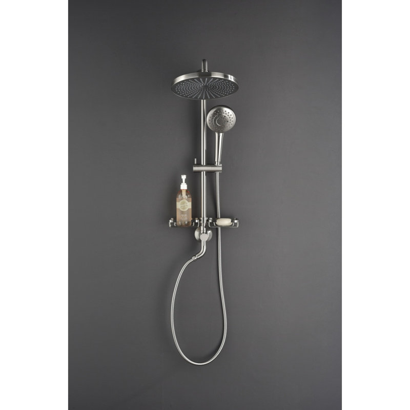 Showerspas Shower System, With 10" Rain Showerhead, 4-Function Hand Shower, Adjustable Slide Bar And Soap Dish