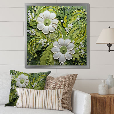 " Light Green Ferns Plant Whimsical Spirals II "
