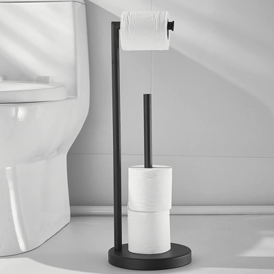 Porte-papier hygiénique sur pied pour salle de bain avec fonction de réserve