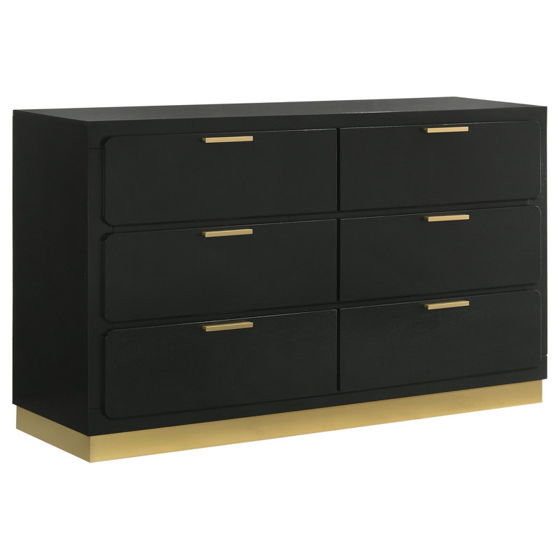 Commode 6 tiroirs Fencher - noir, Noir